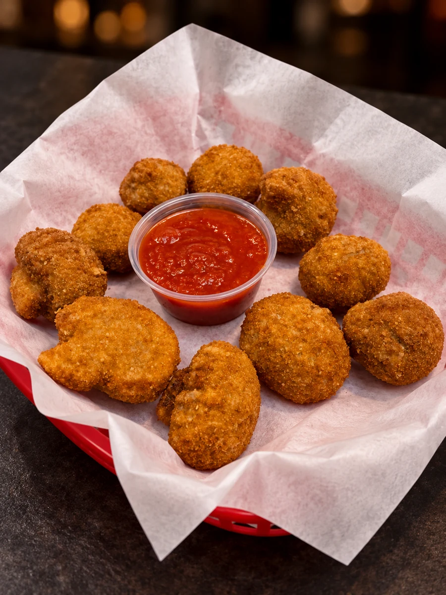 Breaded mushrooms with dipping sauce